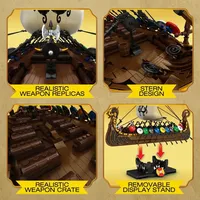 Reobrix 66101 Set Blok Bangunan Kapal Perang Viking Retro 2547pcs Mainan Rakitan untuk Hadiah Ulang Tahun Anak