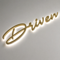Lettres en relief personnalisées avec rétroéclairage LED doré, logo lumineux 3D pour intérieur et extérieur