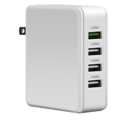 US Home Plug Portable Multi 4 USB 6.8A Power Adapter Wall Mobile Charger