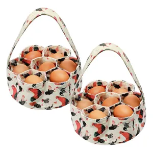 Garden Mini Egg Collecting Gathering Egg Basket with 7 Pouches for Farmhouse Transporting Storage
