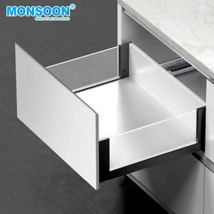 Système de tiroirs coulissants pour cuisine moderne, sous-plancher, dissimulé, silencieux, 3 plis + extension complète, glissière de tiroir cachée à fermeture douce - Product Image 4