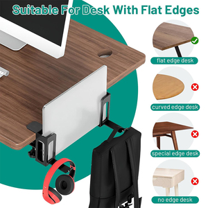 Organizador lateral de <span class=keywords><strong>escritorio</strong></span> negro de metal con abrazadera debajo del estante del <span class=keywords><strong>escritorio</strong></span> con soporte colgante para Computadora Portátil para sala de estar o cocina - Product Image 2