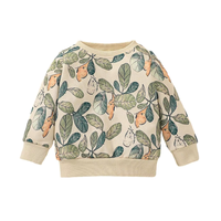 Ensemble sweat-shirt et pantalon imprimé feuilles pour bébé garçon, col rond botanique, survêtement décontracté deux pièces, style bohème pour tout-petit, vêtements pour garçons OEM