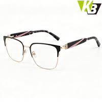 Monture de lunettes optiques carrées pour femmes, en métal et acétate, à monture complète, lunettes de prescription tendance