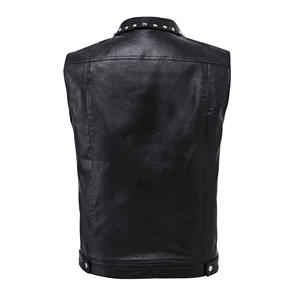 <span class=keywords><strong>Gilet</strong></span> in pelle con risvolto aderente stile Casual da <span class=keywords><strong>uomo</strong></span> su misura senza maniche alla moda <span class=keywords><strong>gilet</strong></span> in pelle con risvolto rivettato alla moda - Product Image 2