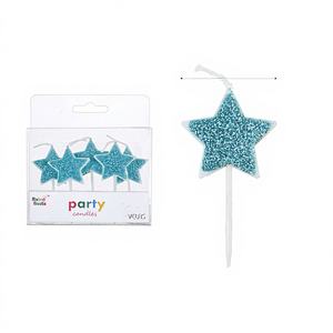 Peiyong - Juego de 5 Velas de Cumpleaños con Estrellas Azules Brillantes, Modelo 50494, para Celebraciones y Eventos, para Pascua y Año Nuevo - Product Image 1