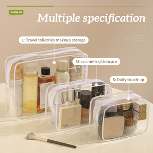 3 pièces en PVC transparent imperméable pour trousses de toilette Pochette transparente à motif de lettres pour l'extérieur, usage quotidien, cadeaux promotionnels - Product Image 4