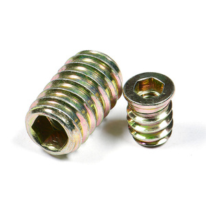 Threaded <span class=keywords><strong>1</strong></span>/<span class=keywords><strong>4</strong></span> "-20x15mm chèn vít nối gỗ chèn Nut cho đồ nội thất gỗ thép Hex ổ cắm gỗ chèn hạt - Product Image 1