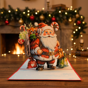 Custom 3D <b>Paper</b> Santa Pop up Greeting Card <b>Handmade</b> Offset Printed Holiday Card 15 cm X 15 cm for Christmas Viet-craft Vietnam - Product Image 2