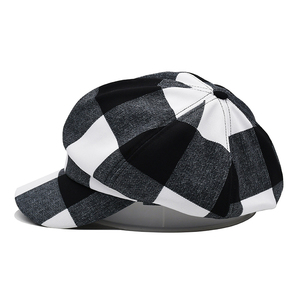 Créateur de mode français hommes dames décontracté béret casquette personnalisé à carreaux béret chapeau pour femmes - Product Image 4