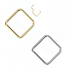 Anneau de nez carré en acier inoxydable couleur or, design géométrique, bijoux de piercing - Product Image 5