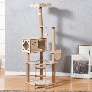 Großhandel großes Luxus Massivholz Sisal Seil Stil Indoor Katzenhaus Haustiermöbel Katzenbäume moderner hölzerner Katzenbaum Turm - Product Image 4