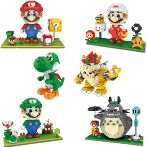 Venda quente Jogo de desenhos animados Montado Marioed Diamond Bricks Figuras Super Bros Miner Totoro Micro Building Blocks Brinquedos Dropshipping