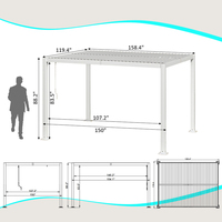 Stock aux USA Disponible 1 Pièce quantité minimale de commande Blanc 10x13 Ft. Persienne manuelle extérieure pergola en métal pour patio pelouse balcon