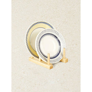 Supporto per piatti in legno da cucina con finitura in gomma a 2 scomparti - Product Image 1