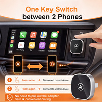 Adaptateur intelligent sans fil pour voiture avec bouton de commutation physique pour 2 téléphones, dongle multimédia universel, mini boîte plug-and-play