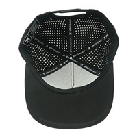 Groothandel Hoge Kwaliteit 5 Panel Zwart Geperforeerd Laser Gat Geboord Sport Baseball Caps Hoed