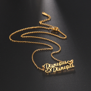 Großhandel Schmuck Buchstaben-Anhänger Silber Maßgefertigt 316L Edelstahl Personalisierte 18K PVD Gold Namensschild-Halskette OEM - Product Image 1