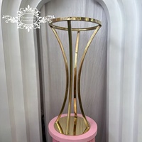Centre de table de mariage en métal doré inoxydable, décoration de table de luxe, supports à fleurs