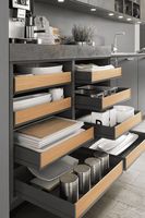 Meubles de cuisine sur mesure de luxe, armoires de cuisine modernes, armoires de cuisine en bois massif laqué noir avec comptoirs