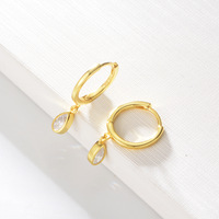Boucles d'oreilles pendantes en argent sterling 925 plaqué rhodium, forme goutte d'eau, zircon jaune vintage, sertissage clos, pour femmes