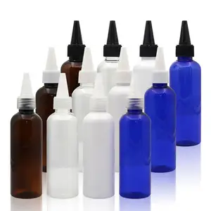 Bouteille à aiguilles pour le maquillage, récipient en plastique transparent, blanc, ambre, bleu, distributeur de liquide, outils de maquillage vide, bouteille à presser, vente en gros, 1 pièce de 100ml