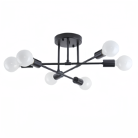 Lustre Semi-Encastré Industriel Minimaliste, Suspension Décorative Noire, Plafonnier Satellite pour Chambre à Coucher et Salon