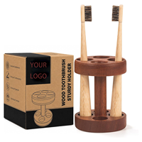 Support de brosses à dents en bois d'ébène à 4 emplacements, organiseur de salle de bain pour comptoir, soins dentaires familiaux, avec boîte cadeau