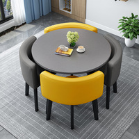 Ensemble Table à Manger Moderne et Luxueux, 1 Table et 4 Chaises Métalliques, pour Maison ou Bar, Meubles de Salle à Manger