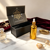Boîte cadeau rigide magnétique personnalisée avec impression à chaud dorée, emballage pour flacon cosmétique avec insert en mousse personnalisé, vente en gros
