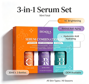 Ensemble de sérums <span class=keywords><strong>pour</strong></span> le visage 3 en 1 VC Rétinol HA Peaux sèches/grasses/mixtes/sensibles Toutes saisons Technologie de micro-absorption Essence anti-âge OEM - Product Image 5