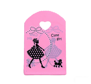 Bolsas de Regalo de Plástico HOYO de 13 x 21 cm (5.1 x 8.3 Pulgadas) con Diseño de Niña Linda <span class=keywords><strong>en</strong></span> Color <span class=keywords><strong>Rosa</strong></span> y Asa de Corazón, Bolsas de Regalo Modernas para Fiestas - Product Image 1