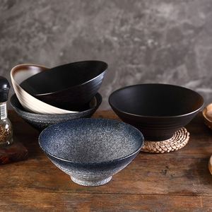 ชามราเมนเซรามิกสีดำสไตล์ญี่ปุ่นแบบชนบท ขนาด 7/8/9 นิ้ว - Product Image 1
