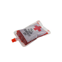 Pochette vide pour boisson, type sac de sang, avec bec verseur vampire, en PET/PE de qualité alimentaire, recyclable, pour jus, boissons énergisantes, Halloween, imprimée en héliogravure