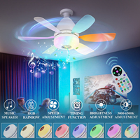 Kipas kipas langit-langit, bohlam kipas langit-langit bergerak rotasi, kepala rotasi elektrik, peredupan 360 putih Remote Control, kipas langit-langit E27 Modern dengan lampu