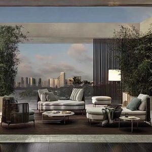 Ensemble <span class=keywords><strong>de</strong></span> canapés modernes en rotin pour les loisirs <span class=keywords><strong>de</strong></span> plein air en acier inoxydable et métal pour terrasse, cour, villa, <span class=keywords><strong>jardin</strong></span> et balcon. - Product Image 2
