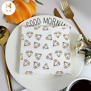 Gold Stamped Diamond Pattern Paper Napkins 330x330mm Disposable For Wedding Birthday Anniversary Parties - Product Image 1