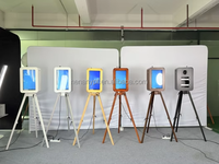 Photomaton à impression instantanée YPT avec écran tactile 18,5 pouces, cadre en bois et verre trempé, Wi-Fi, NFC, Bluetooth, compatible HDMI, iPad, appareil photo reflex numérique
