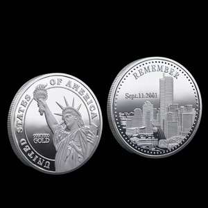 Wowei Amerikanische Metall-Gravur Vergoldete Gedenkmünze Doppelseitig Geprägt 9/11 Freiheitsstatue Medaille Challenge Coin - Product Image 2
