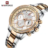 Naviforce relógio masculino, 9196 srgw marca luxo ouro cronógrafo quart homens relógios ouro grande relógio de pulso masculino de aço inoxidável à prova d' água