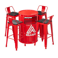 Ensemble table et chaises de bar en fût de pétrole de style industriel avec tabouret à pieds hauts pour café/restaurant, mobilier commercial d'extérieur
