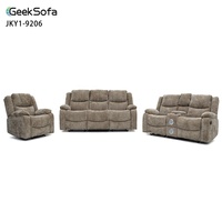 Ensemble de canapés inclinables manuels en tissu moderne Geeksofa 3 2 1 avec console et haut-parleur Bluetooth pour salon