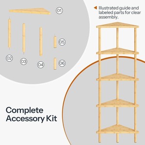 Wooden Corner <b>Shelf</b> 3 Tier Natural Color Freestanding <b>Storage</b> Rack For Bathroom Kitchen Plant Display - Product Image 3