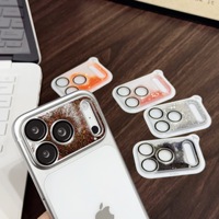 Protection d'objectif en verre trempé à absorption forte avec design pailleté effet sable mouvant pour iPhone 17 Pro Max