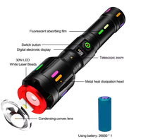 Lampe torche tactique LED alimentée par piles sèches en aluminium, affichage numérique LCD, 5 modes réglables, indice de protection IP55, 3500LM, sortie lumineuse élevée
