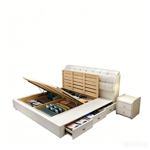 Cadre de lit pour lit bas avec rangement intégré Philippines rose beige fille cal king queen cristal Wueen chambre à coucher cadre de lit allemand - Product Image 3