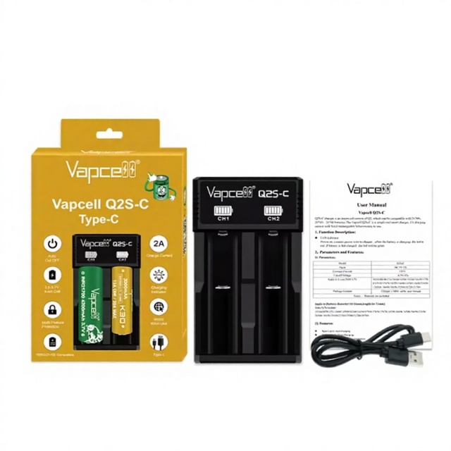 FYX Stock Q2S-C Dual Slot Li Ion Battery Charger Type C 5V 2A 1A 18650 21700 26650 25500 IMR Rechargeable Cell Smart Charging