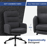 Chaise de bureau de direction à dossier haut, réglable en hauteur, pivotante, avec accoudoirs fixes et coussin épais