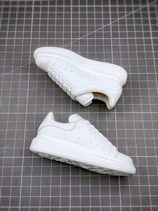 Zapatillas blancas de caña alta con suela gruesa de cuero vacuno, suela de 5 cm de grosor, con cordones, zapatos para caminar de cuero genuino. - Product Image 5