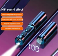 Écouteurs de jeu sans fil N21 TWS, écouteurs Bluetooth intra-auriculaires avec contrôle tactile, affichage numérique de la batterie et lampe de poche